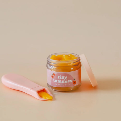Tiny Tummies peach jelly jar and spoon set