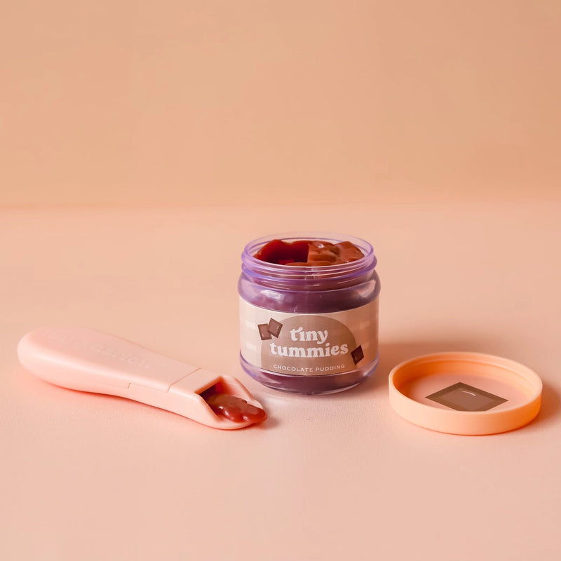 Tiny Tummies chocolate pudding food jar and spoon set