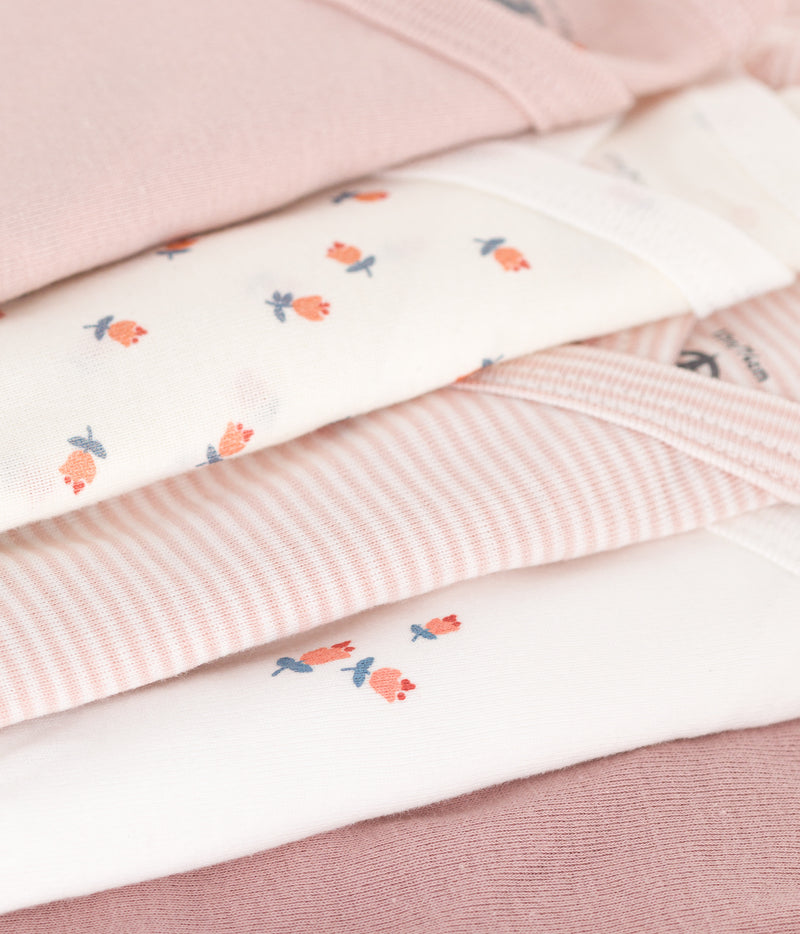 Long-sleeved wrapover cotton bodysuits