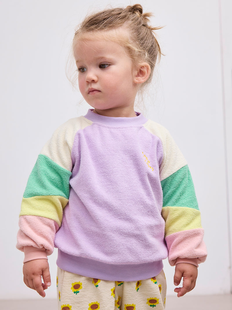 Lila color block terry cloth sweatshirt