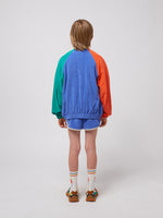 Smiling color block terry cloth zipped sweatshirt