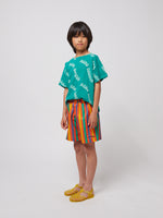 Multicolor stripes swim board shorts