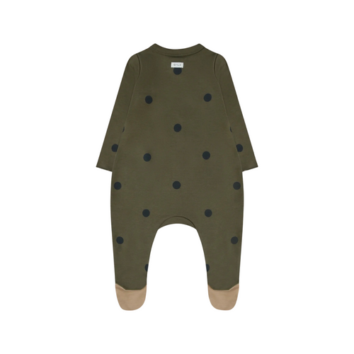 Olive dots suit with contrast feet