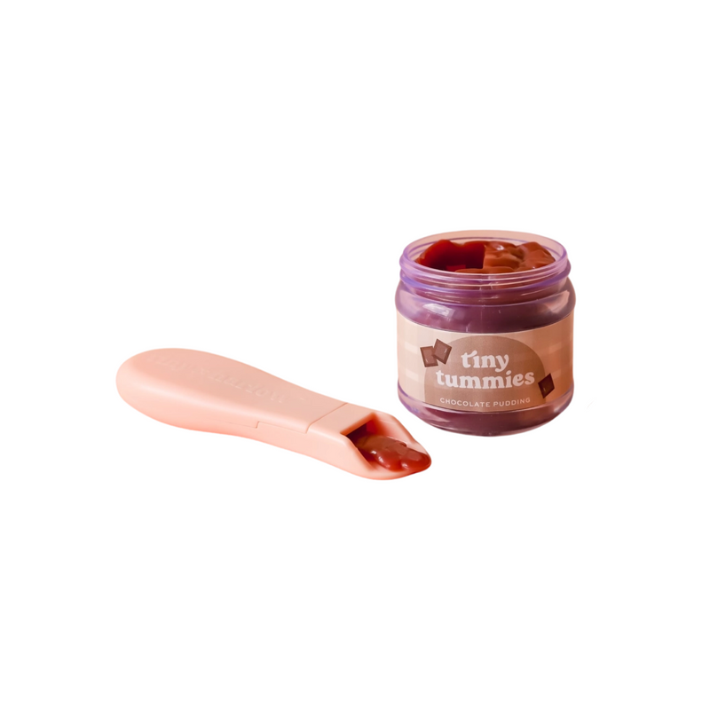 Tiny Tummies chocolate pudding food jar and spoon set