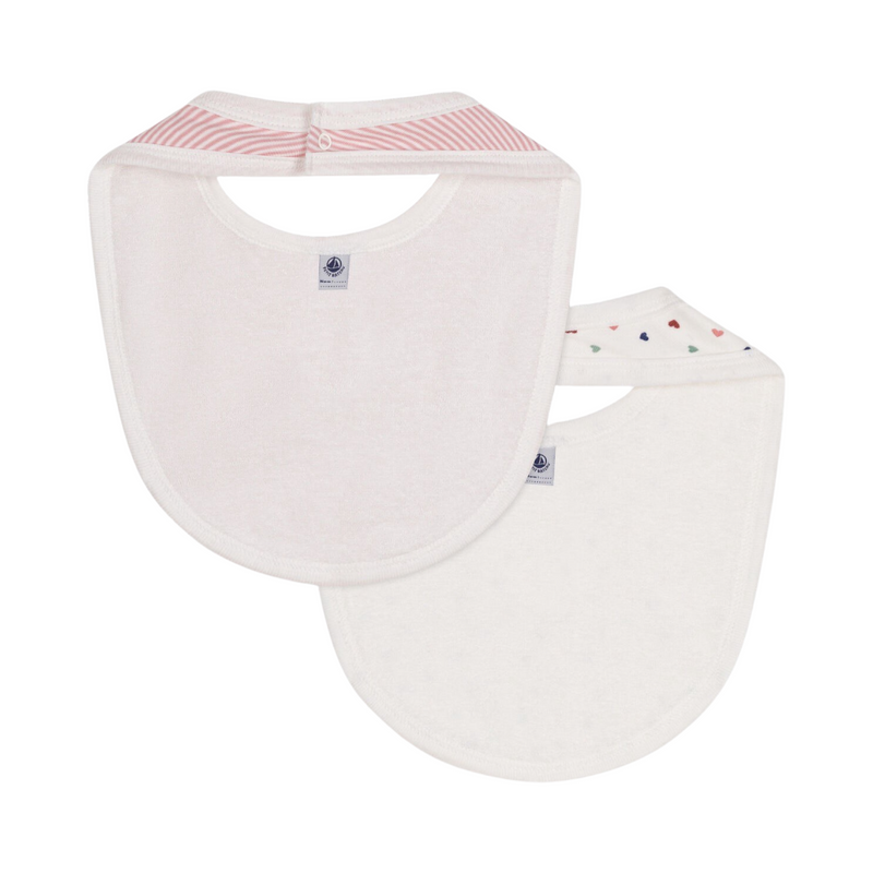 Pack of 2 cotton baby hearts bibs