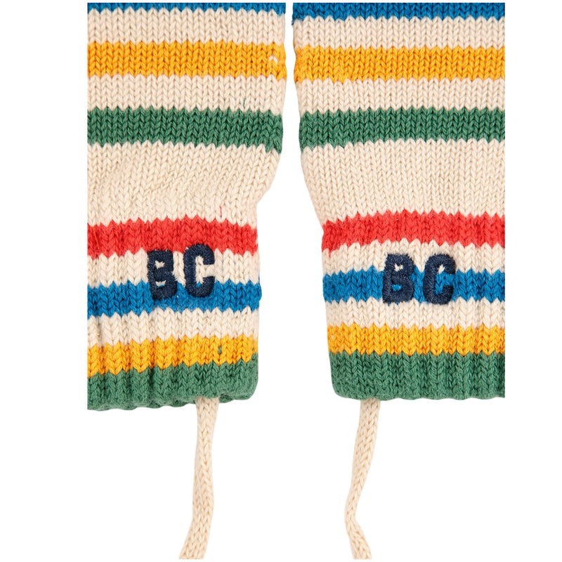 Tic Tac Toe knitted striped mittens