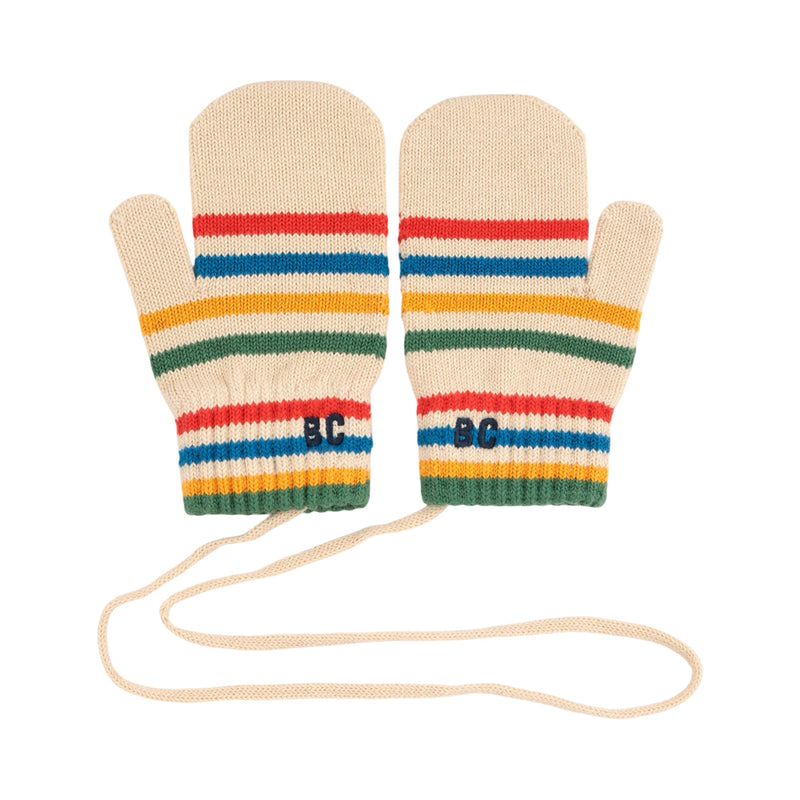 Tic Tac Toe knitted striped mittens