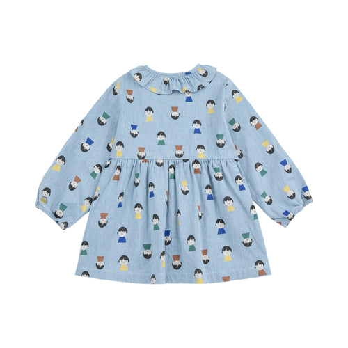 Game Pawns all over light denim dress
