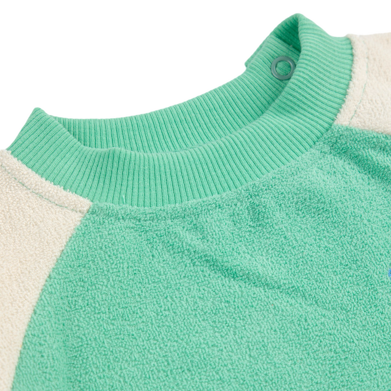 Green color block terry cloth sweatshirt