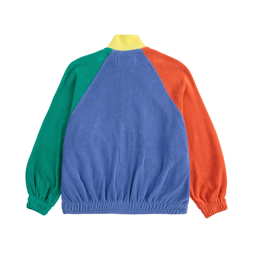 Smiling color block terry cloth zipped sweatshirt