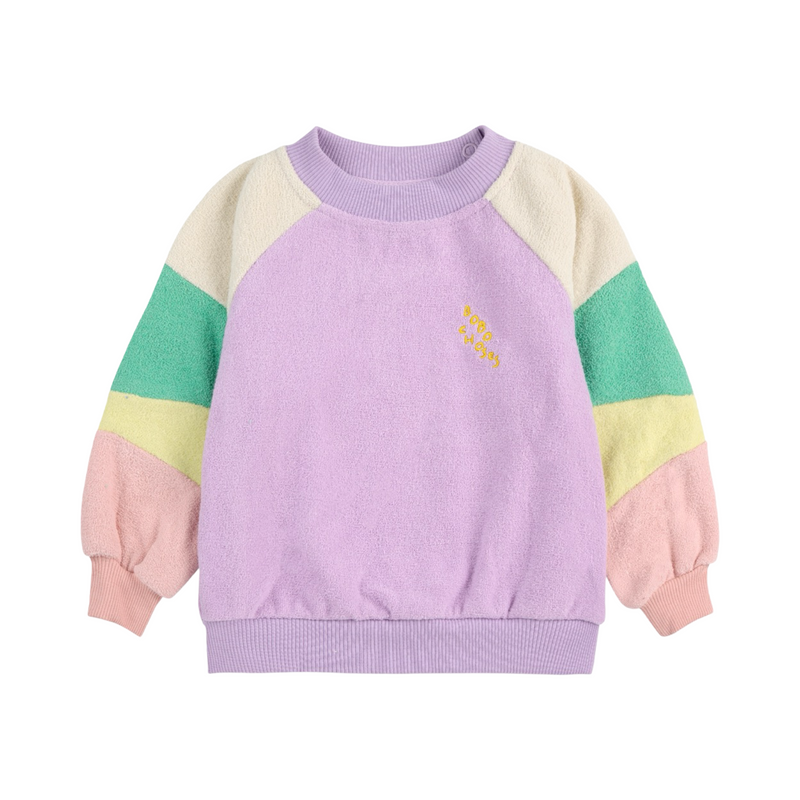 Lila color block terry cloth sweatshirt