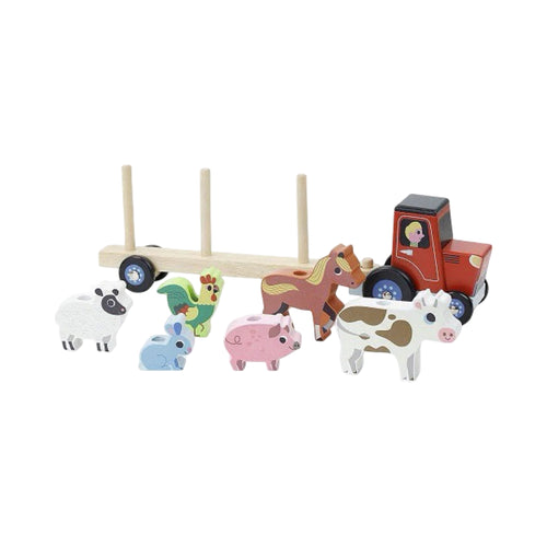 Stacking tractor, trailer & animals