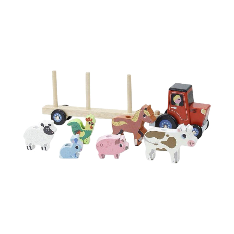 Stacking tractor, trailer & animals