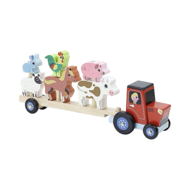 Stacking tractor, trailer & animals