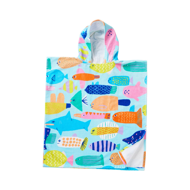 Kids hooded towel rainbow reef