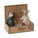 Grandma and grandpa mice in cigarbox