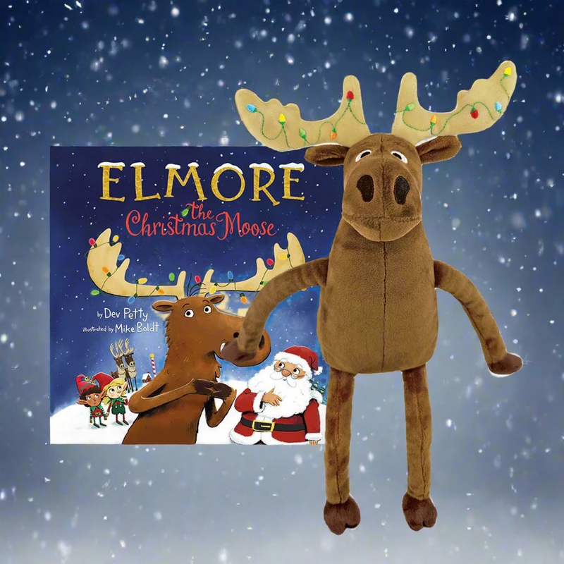 Elmore the Christmas moose doll and book