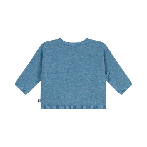Cardigan cache-cœur en maille ajourée en laine et coton