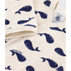 Navy whale patterned velour sleepsuit