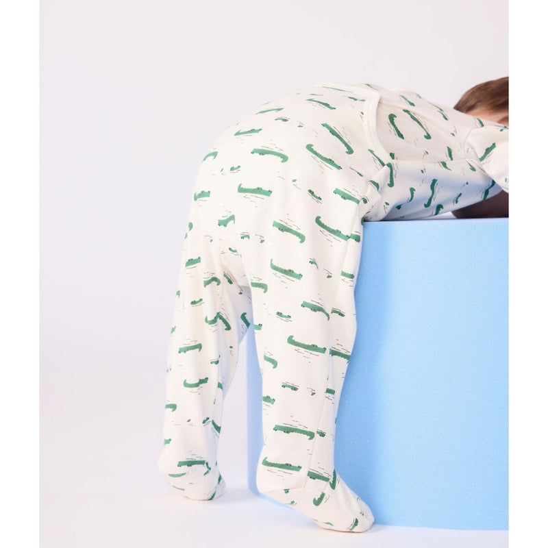 Babies' brushed fleece crocodile print pyjama