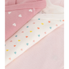 Set of 3 babies' long-sleeved printed cotton wrapover hearts bodysuits