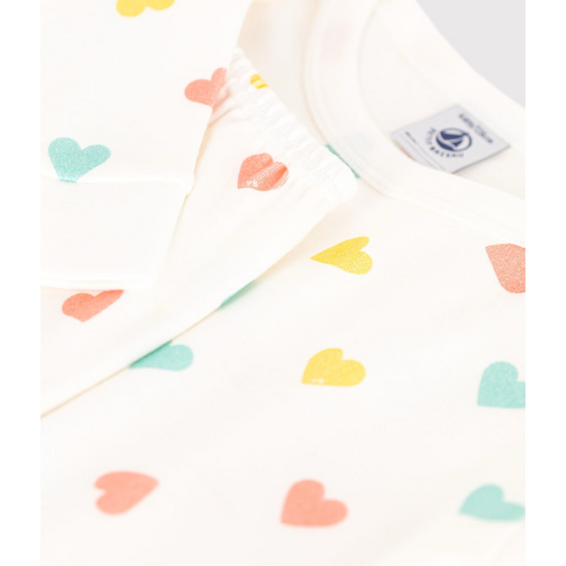 Children's snug-fitting cotton heart print pyjamas