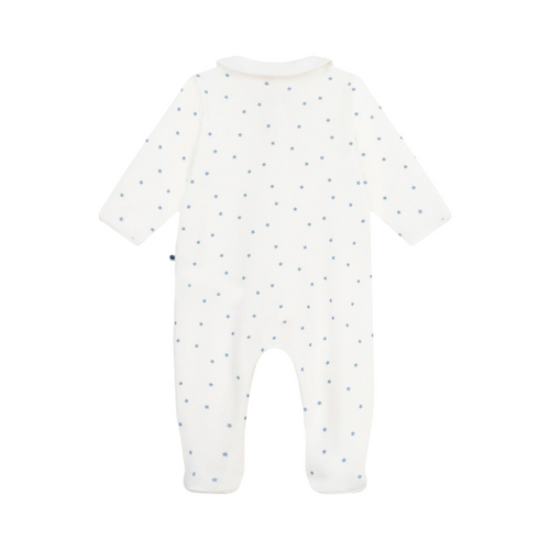 Babies' star printed cotton zipped pyjama suit with a collar