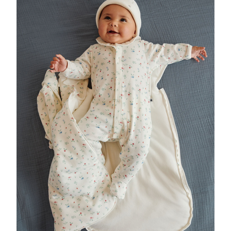 Babies' floral cotton pyjamas with a collar