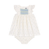 Babies' white cotton dress and bloomers