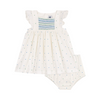 Babies' white cotton dress and bloomers