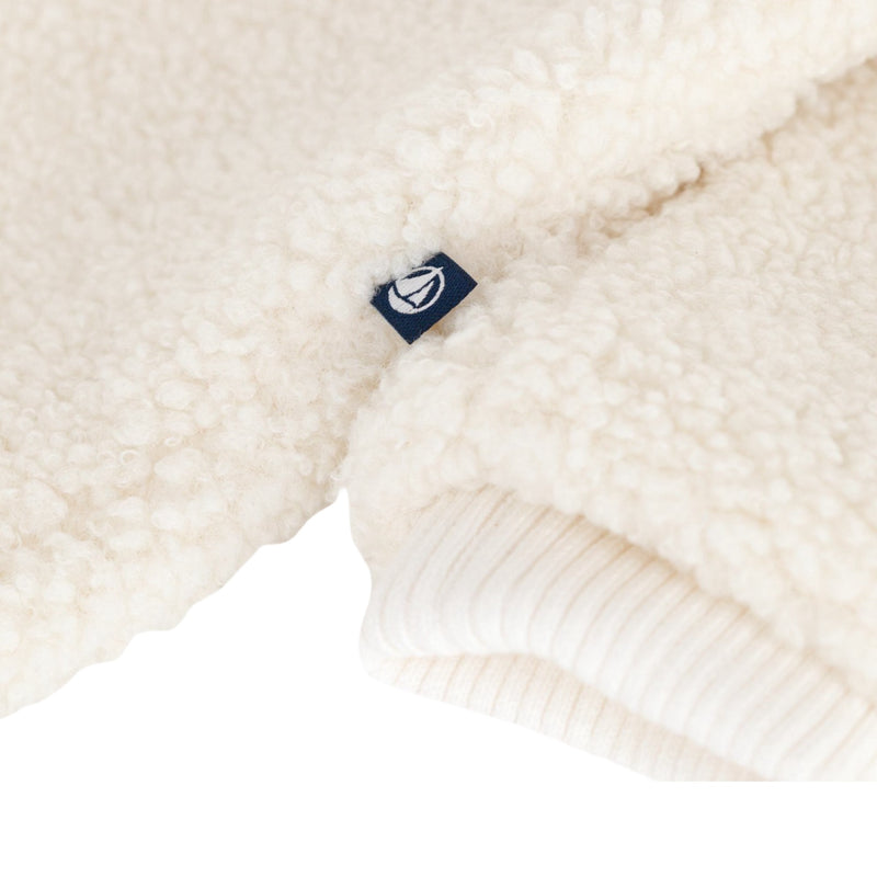 Babies' sherpa snowsuit with ears and a pinstriped lining