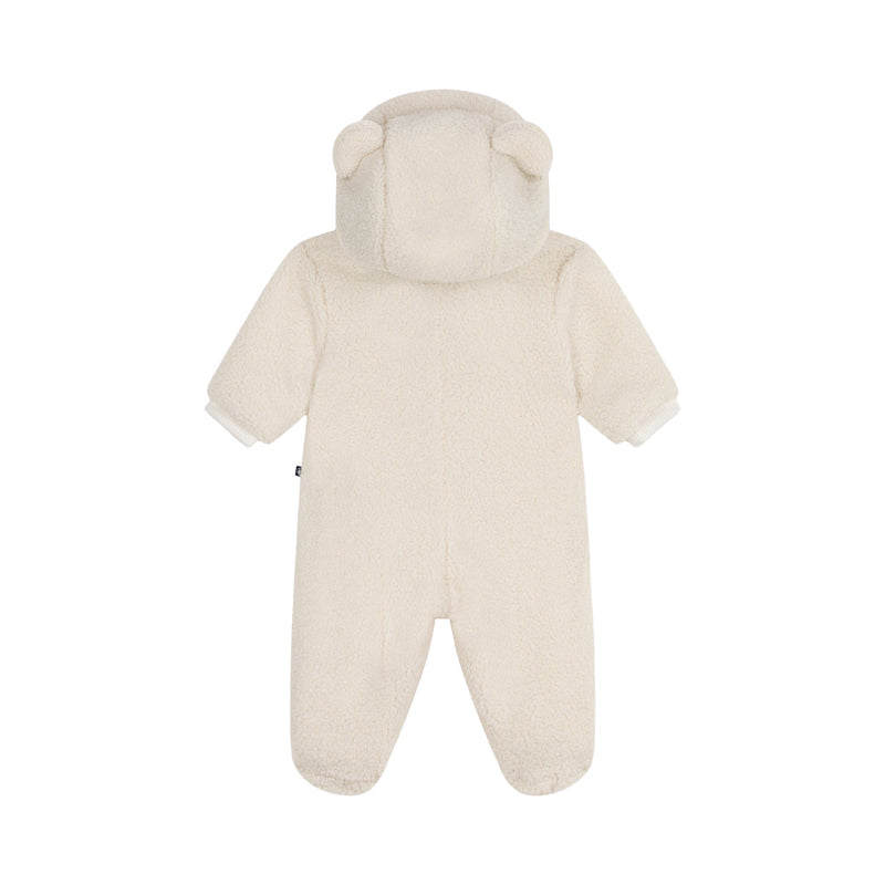 Babies' sherpa snowsuit with ears and a pinstriped lining
