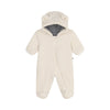 Babies' sherpa snowsuit with ears and a pinstriped lining