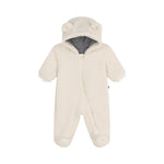 Babies' sherpa snowsuit with ears and a pinstriped lining