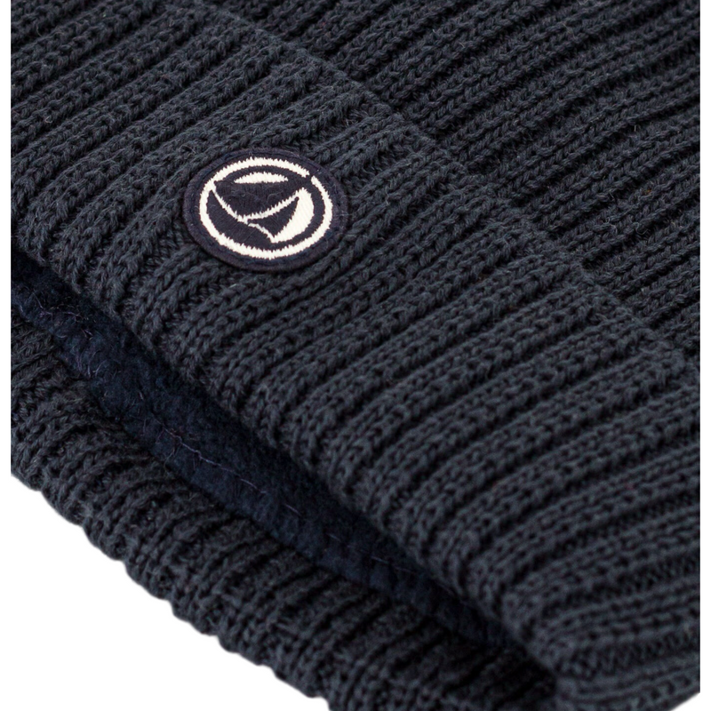 Children's polar fleece-lined knitted beanie hat