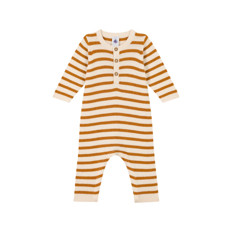 Babies' stripy knit jumpsuit