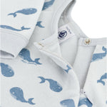 Babies' whale-print velour pyjamas suit with a zip