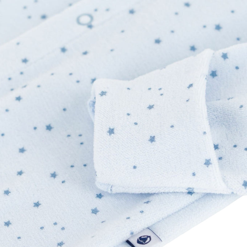 Babies' stars printed velour pyjama suit with a collar