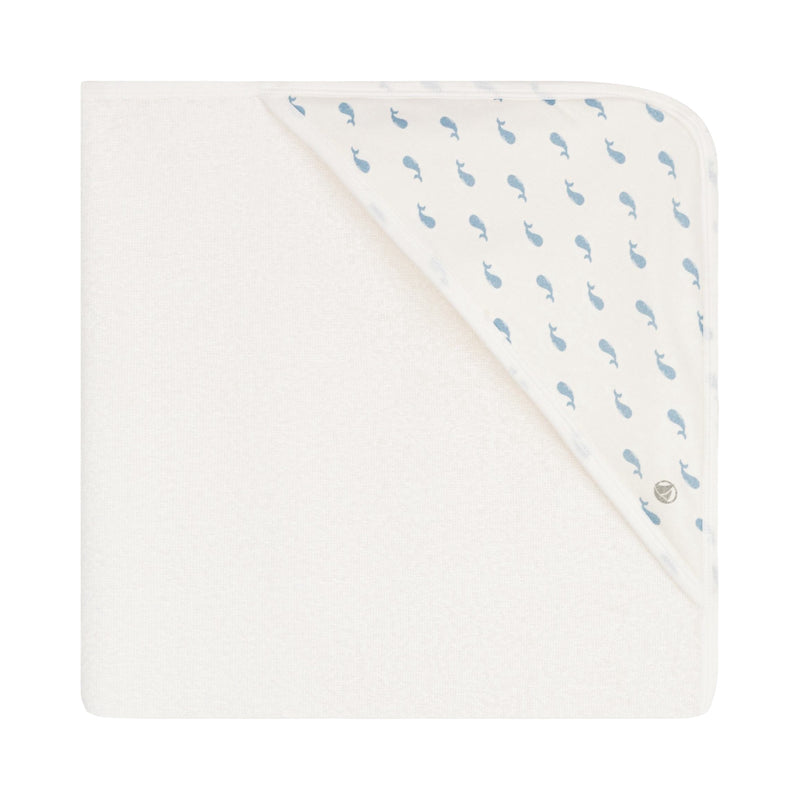 Serviette de bain carrée en coton pour bébé Baleines