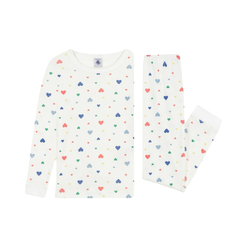 Children's pyjamas in cotton with a heart print