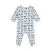 Babies' whale-print velour pyjamas suit with a zip