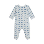 Babies' whale-print velour pyjamas suit with a zip
