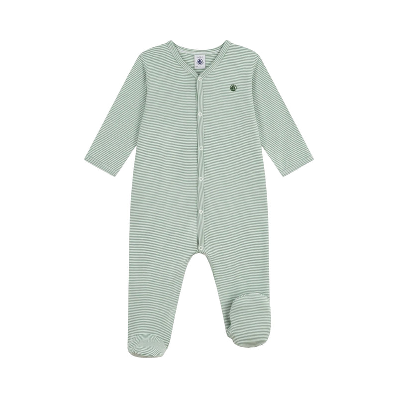 Babies' pinstriped cotton pyjama suit