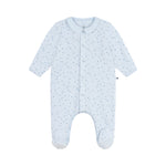 Babies' stars printed velour pyjama suit with a collar