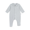 Babies' plain velour pyjama suit with a collar