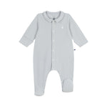 Babies' plain velour pyjama suit with a collar