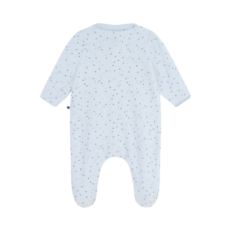 Babies' stars printed velour pyjama suit with a collar