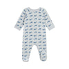 Babies' whale-print velour pyjamas suit with a zip