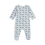 Babies' whale-print velour pyjamas suit with a zip