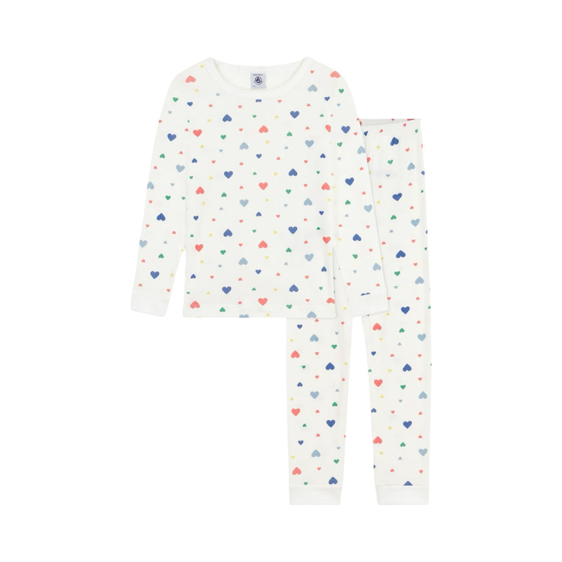 Children's pyjamas in cotton with a heart print